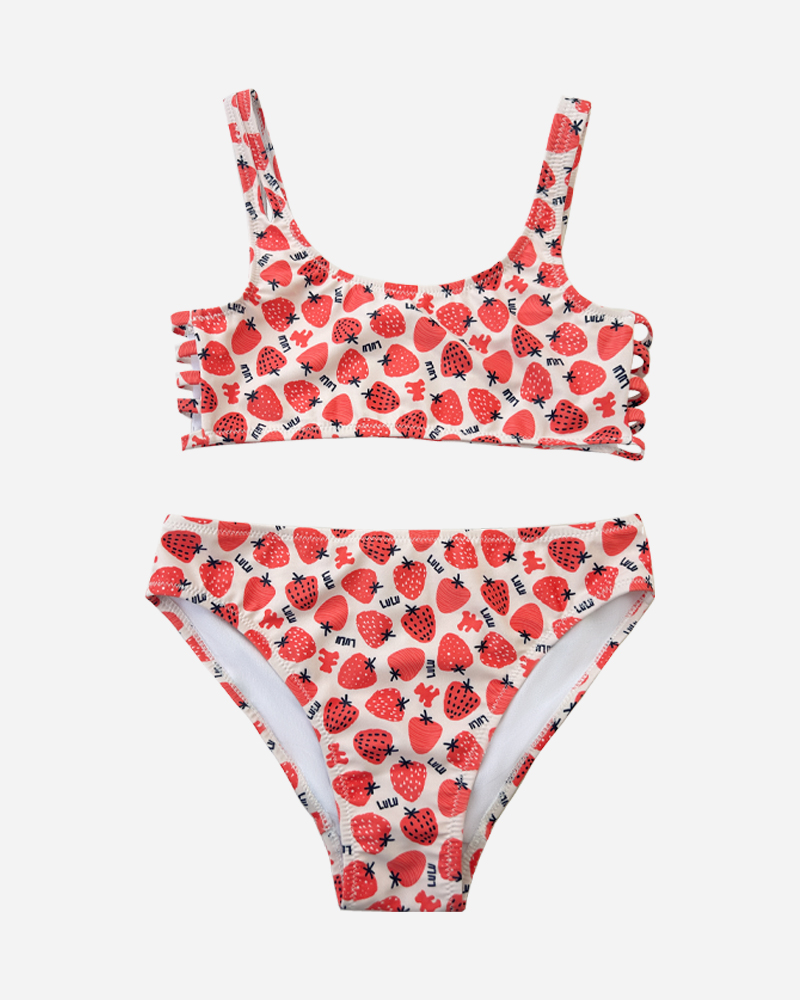 All Over Print Scoop Neck Bikini Top & Mid Rise Bikini BottomS Set
