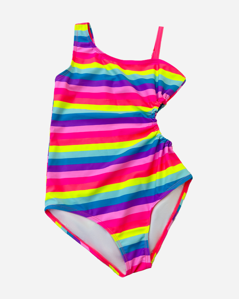 Stripe Asymmetrical One Piece Swimsuit
