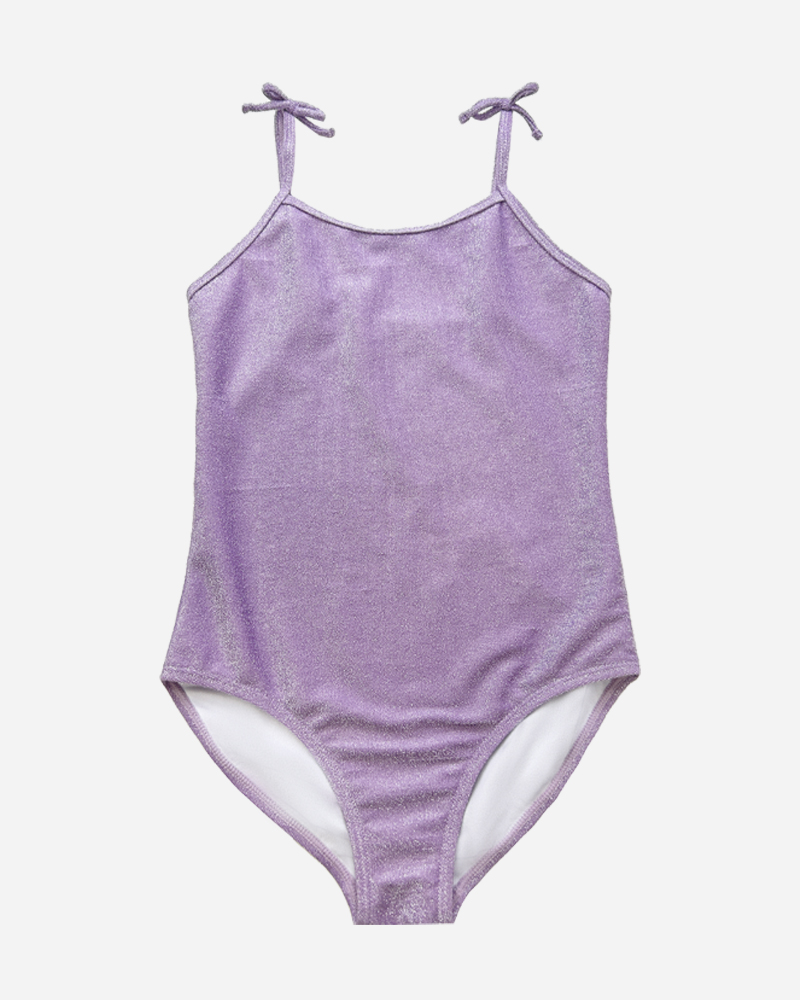 Lurex Square Neck One Piece Swimsuit