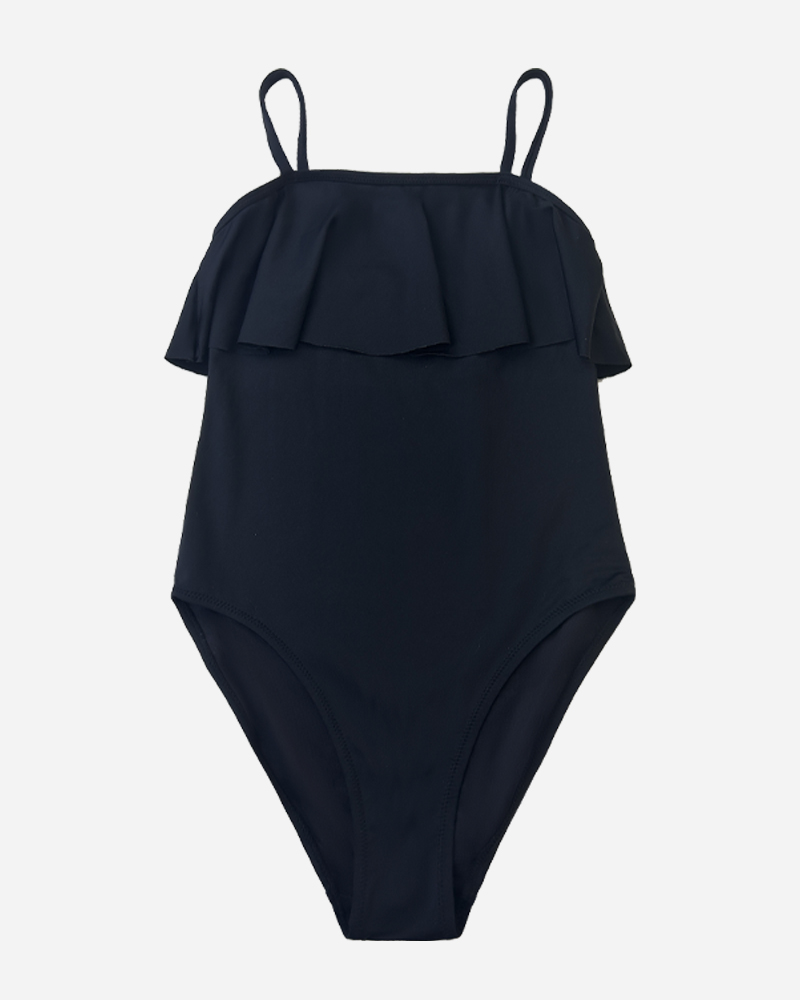 Solid Ruffle One Piece Swimsuit