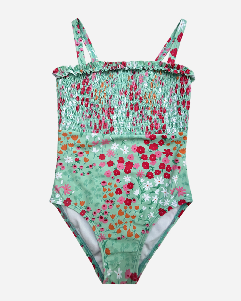 Floral Shirred One Piece Swimsuit