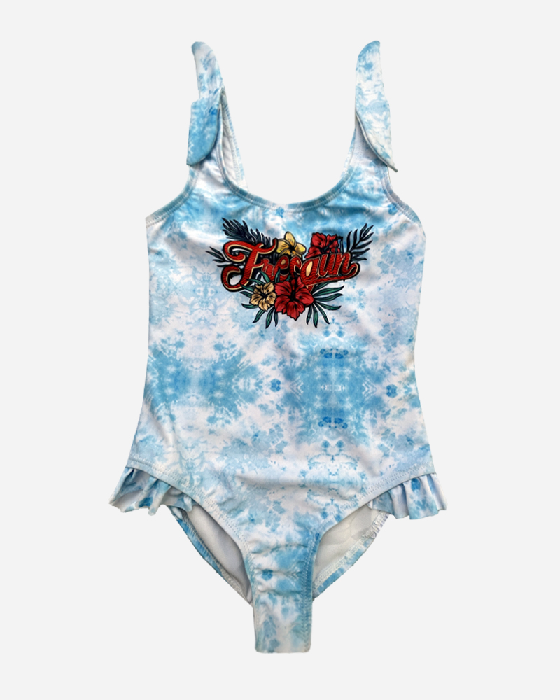 Gradient Printed Ruffled One Piece Swimsuit