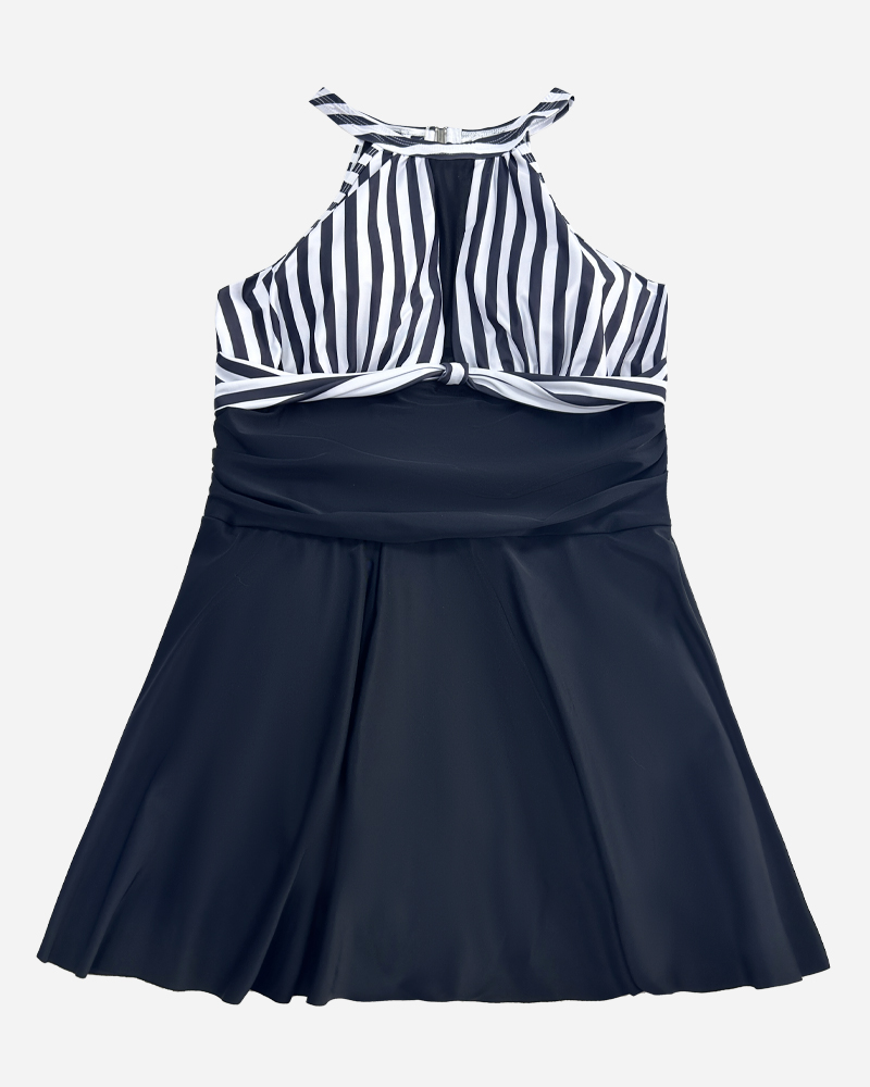 Stripe Twist Front One Piece Plus Size Swimwear 