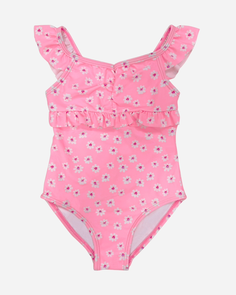 Daisy Print Ruffle One Piece Swimsuit