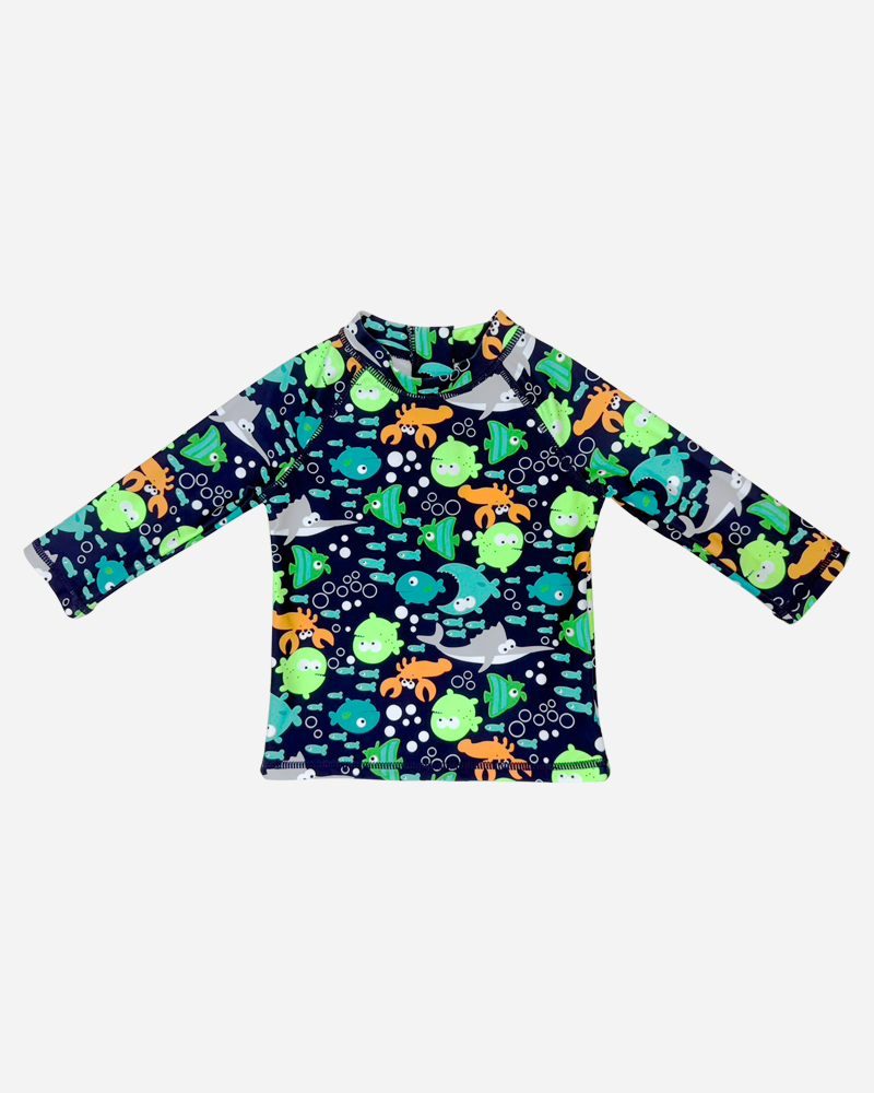 Fish Print Half Zip Rashguard