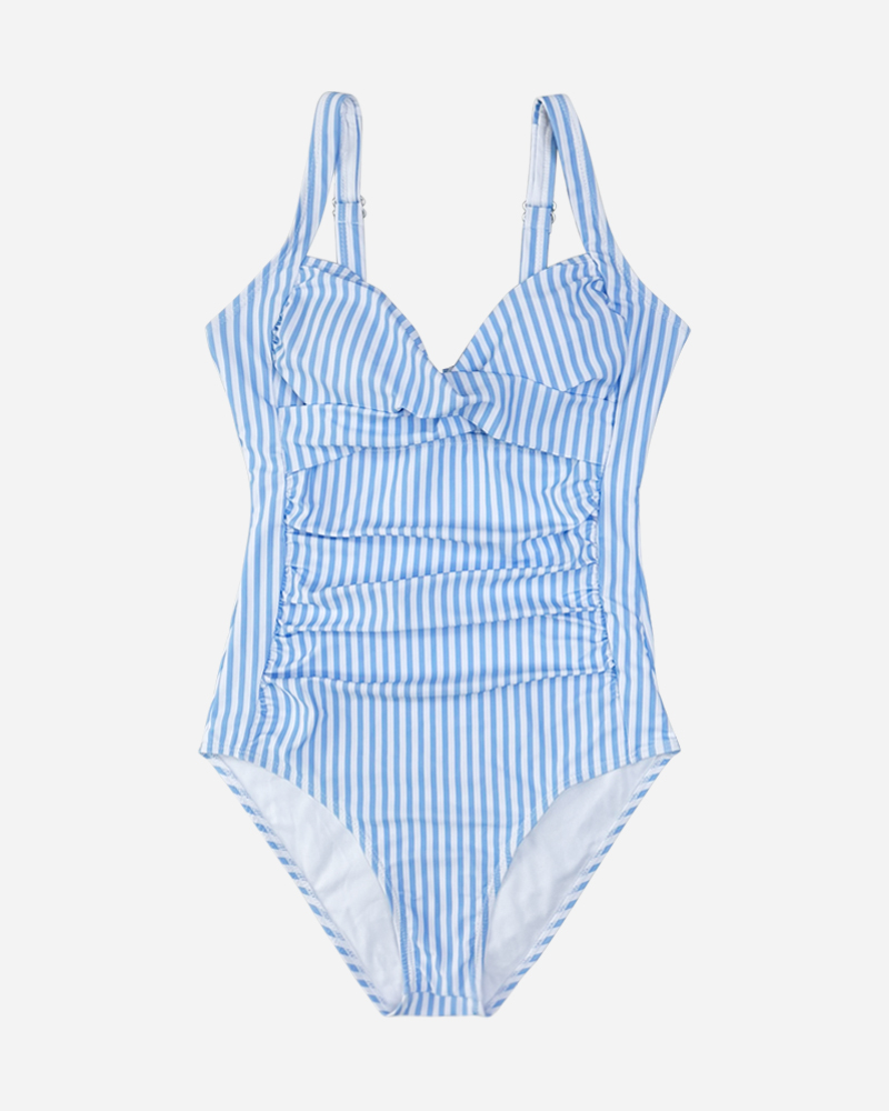 Stripe Tummy Control One Piece Swimsuit