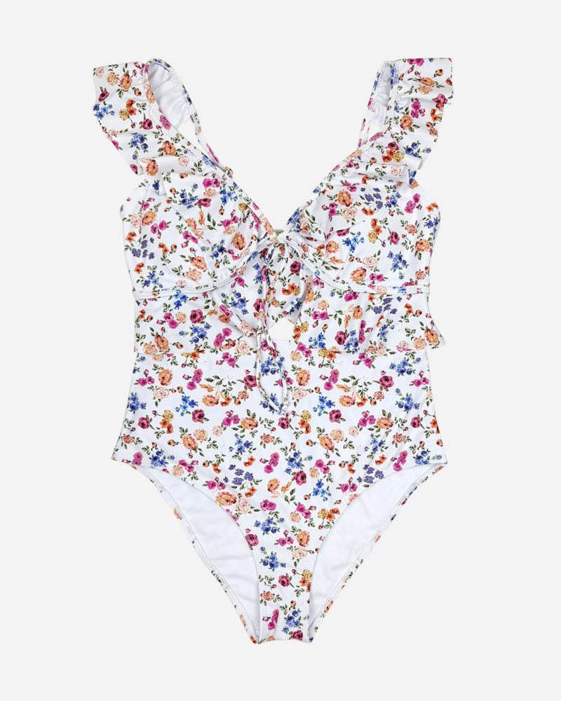 Floral Ruffle One Piece Swimsuit