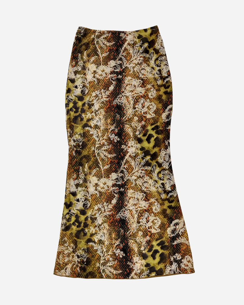 Print Chiffon Side Zip Skirt