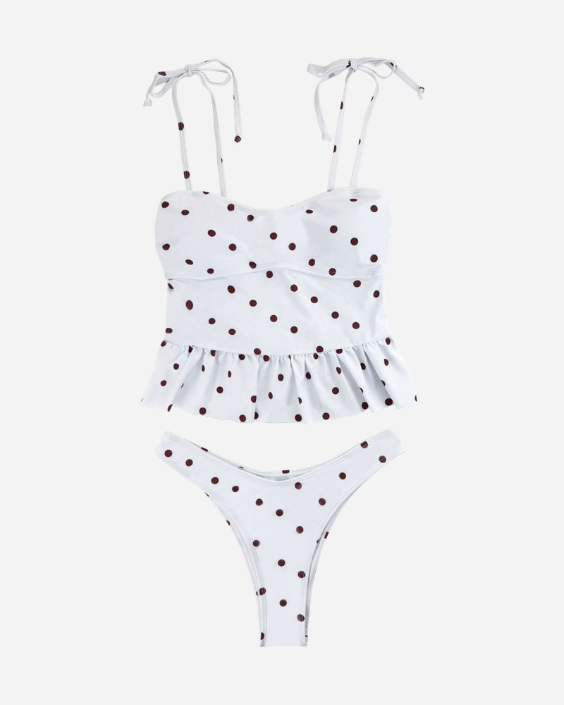 Spot Frill Bikini Top & Hipster Bikini Bottoms Set