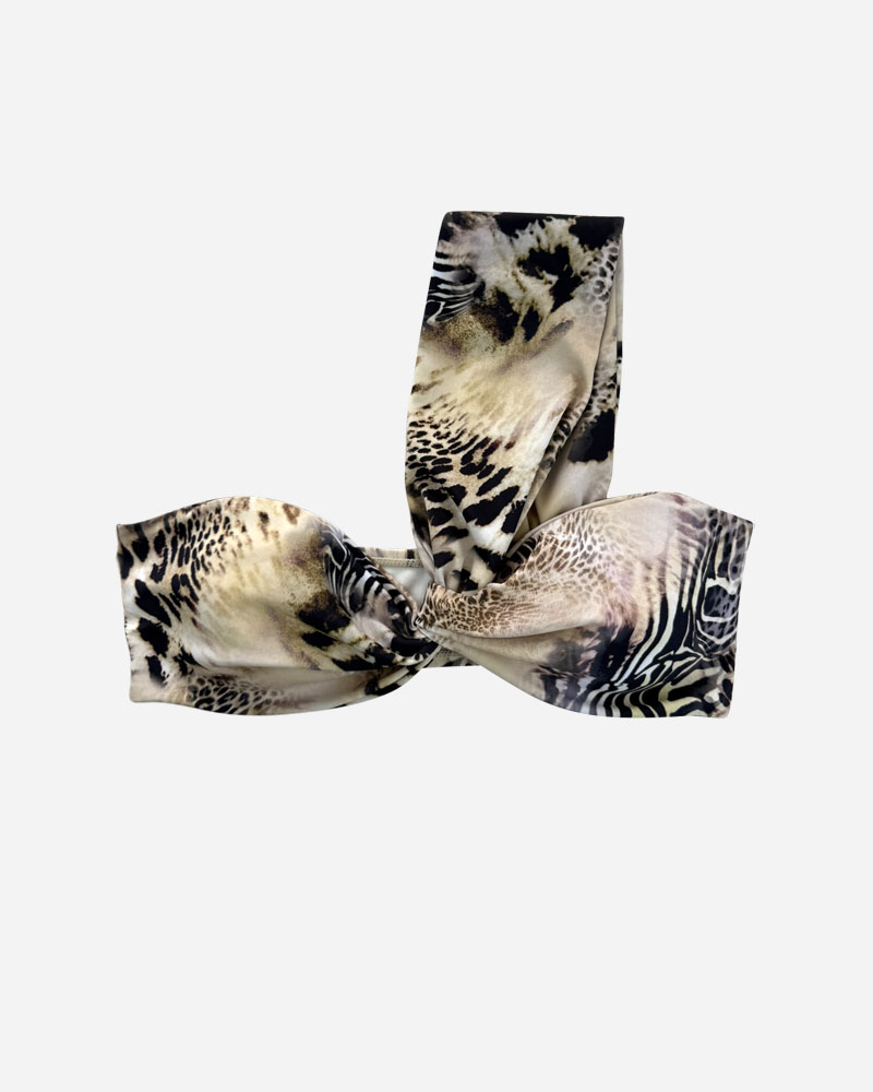 Leopard One Shoulder Bandeau Bikini Top