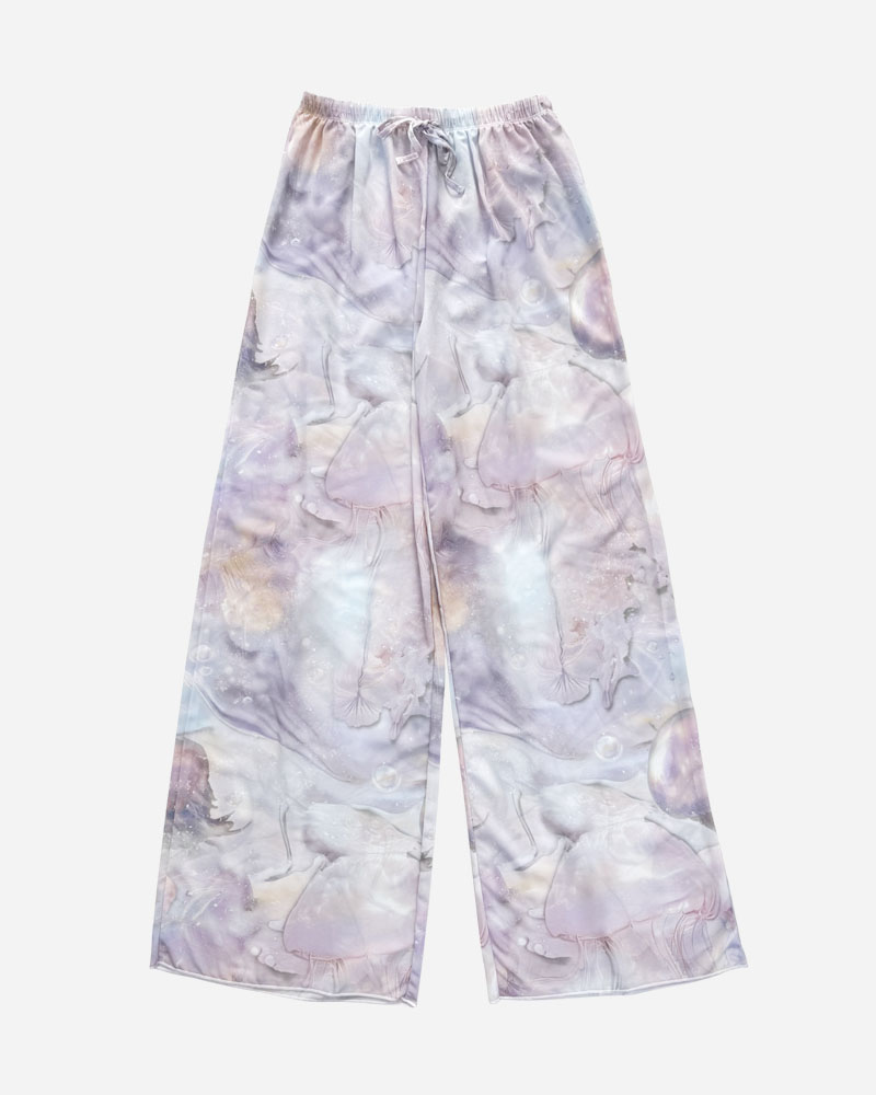 All Over Print Chiffon Drawstring Pants