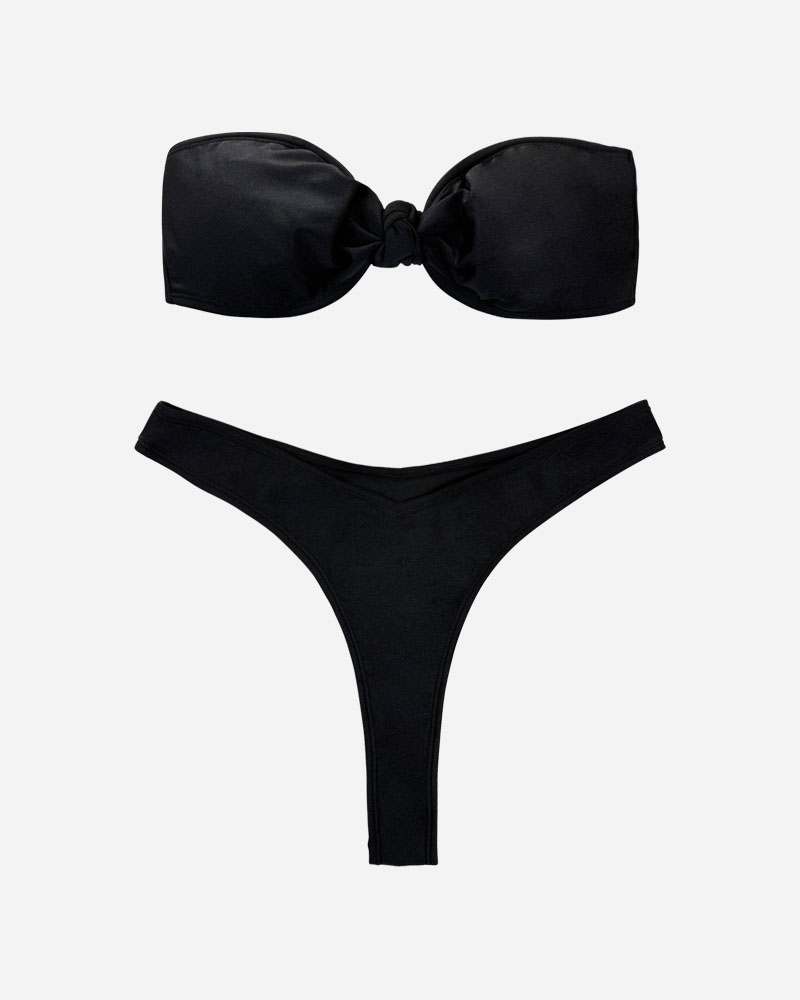 Twist Front Bandeau Bikini Top & Cheeky Bikini Bottoms Set