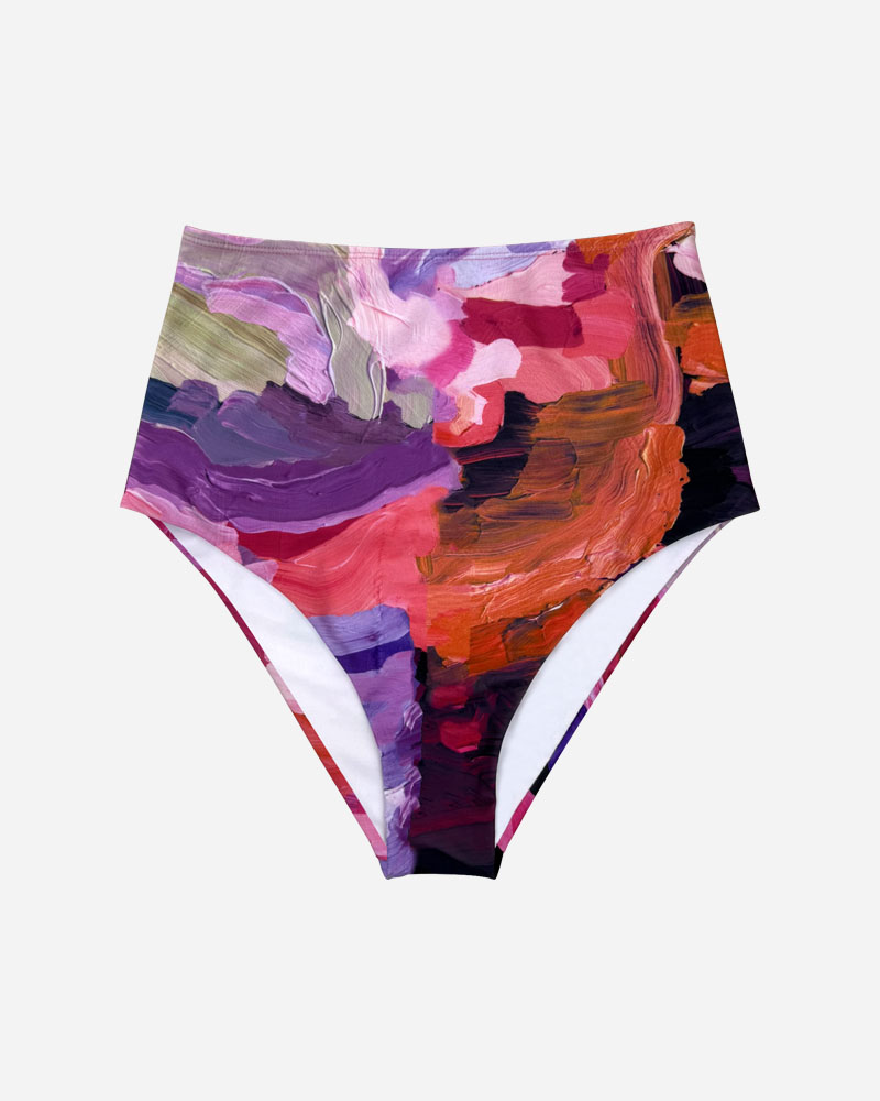 All Over Print High Rise Bikini Bottoms