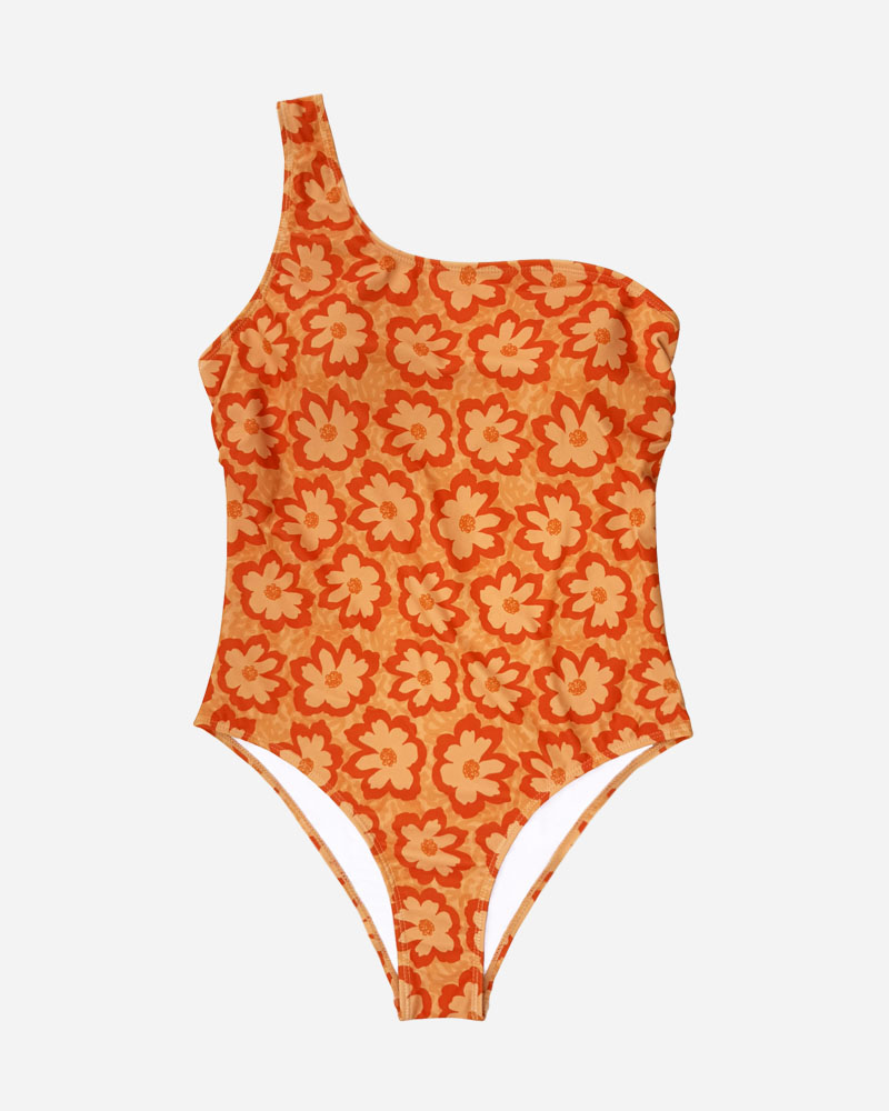 Floral Asymmetrical One Piece Swimsuit